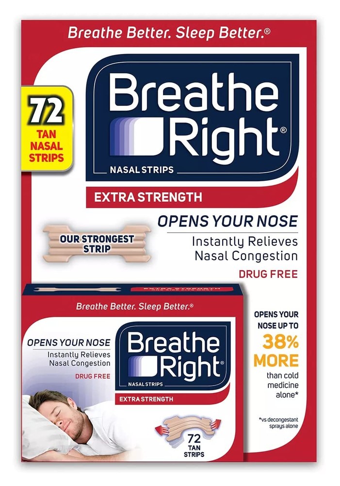 Breathe Right Extra Strength Nasal Strips, 72 Strips