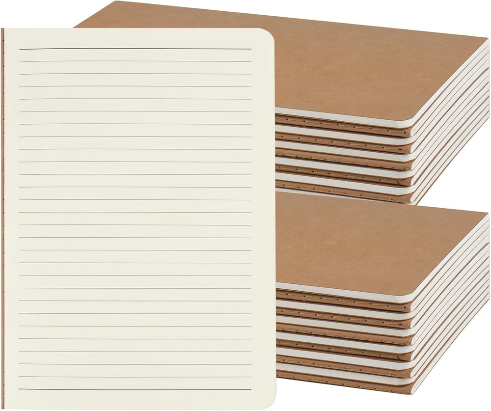 24 Pack A5 Kraft Notebooks Bulk, 8.15X5.5 Inches Lined Paper Journaling Notebook