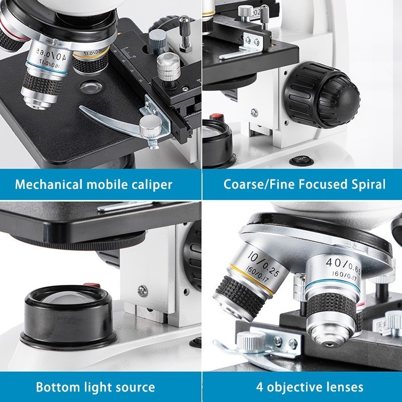 Zoom 2000x single-lens student microscope, bioluminescent diode, laboratory, chi