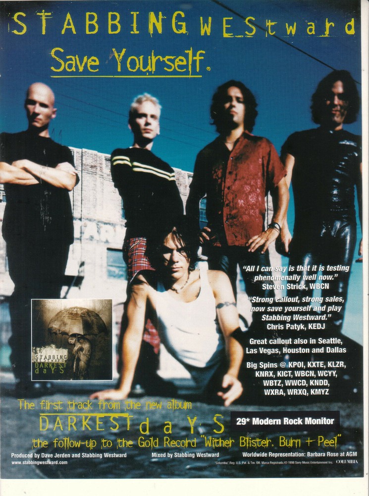 Stabbing Westward 1998 Ad- Save Yourself Advertisement