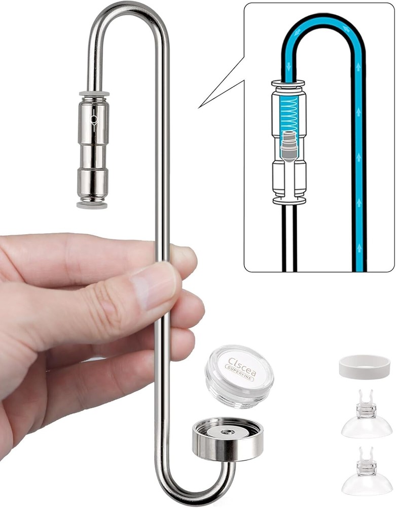 CO2 Diffuser Atomizer with Integrated Check Valve Stainless Steel Aquarium Fish