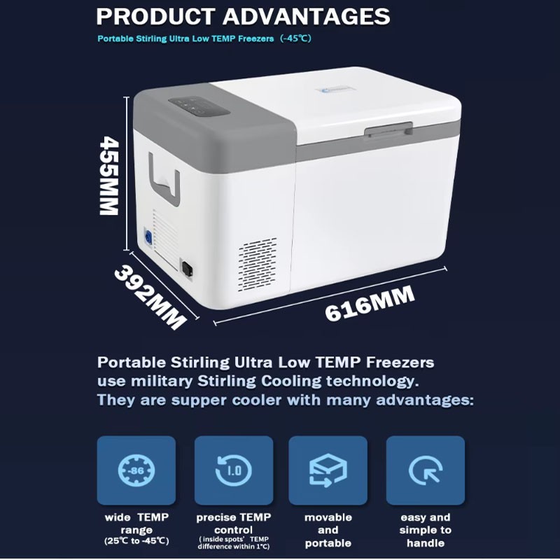25L Ultra Low Temperature Freezer Laboratory Samples Storage -86℃ -60℃ -45℃