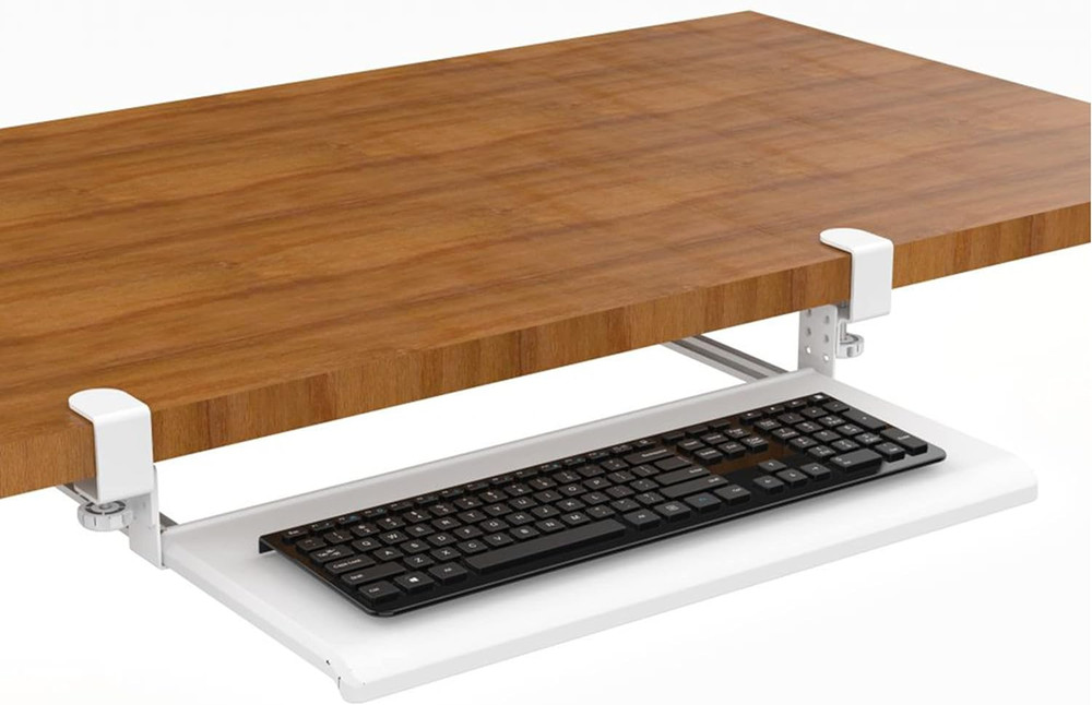 Large Clamp-On Retractable Adjustable Keyboard Tray | Improve Comfort While Incr