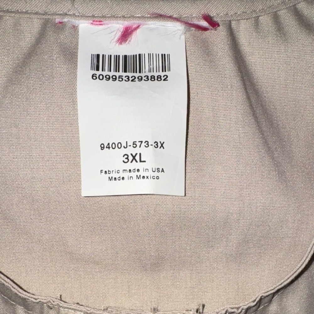 Lab Coat Jacket Beige Snap Front Pockets Long Sleeve Size 3XL
