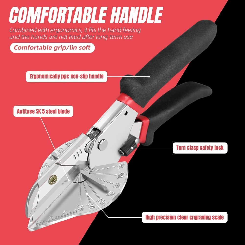 Adjustable Miter Shear for DIY Projects - Precision Cuts with 10 Sharp Blades