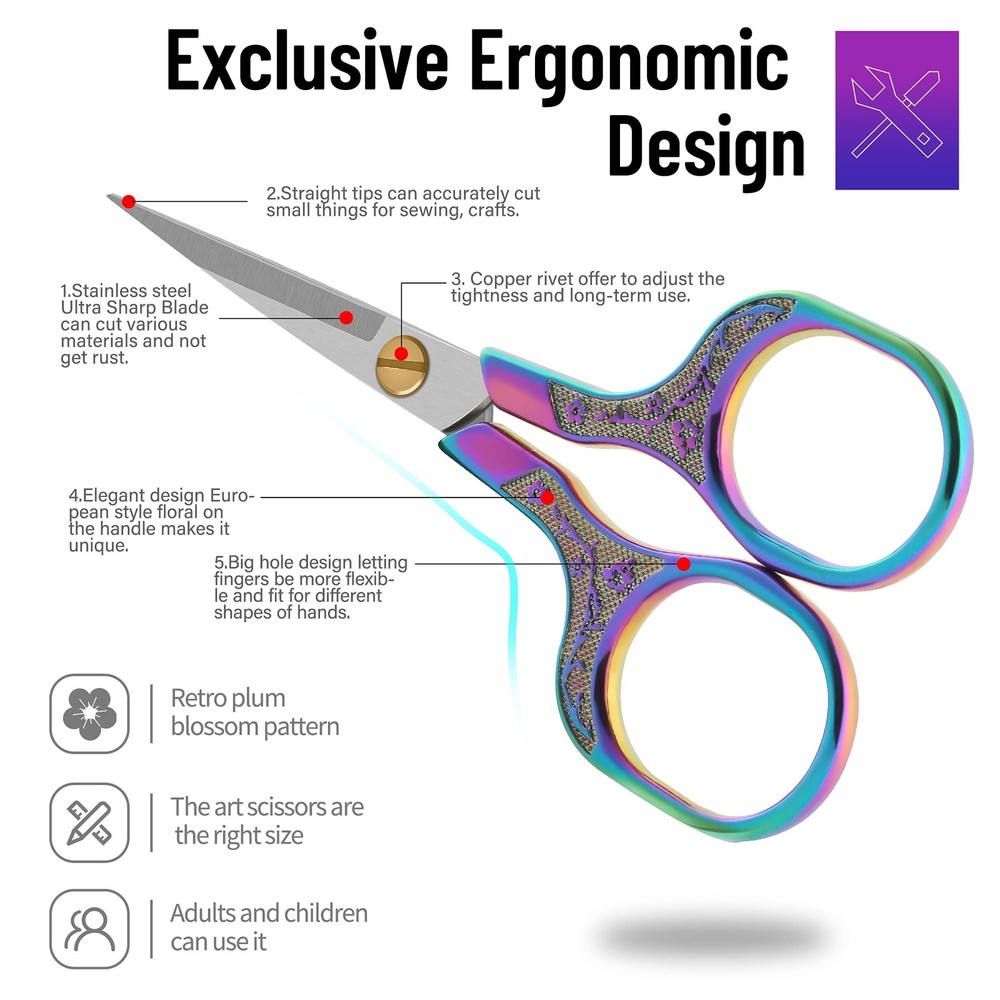 Small sharp scissors-Glexal 5 Inch Precision Scissors-2 Copper & Silver