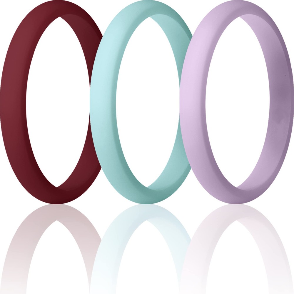 ThunderFit Women's Stackable Silicone Wedding Rings Thin 2.5mm Wide Multipack