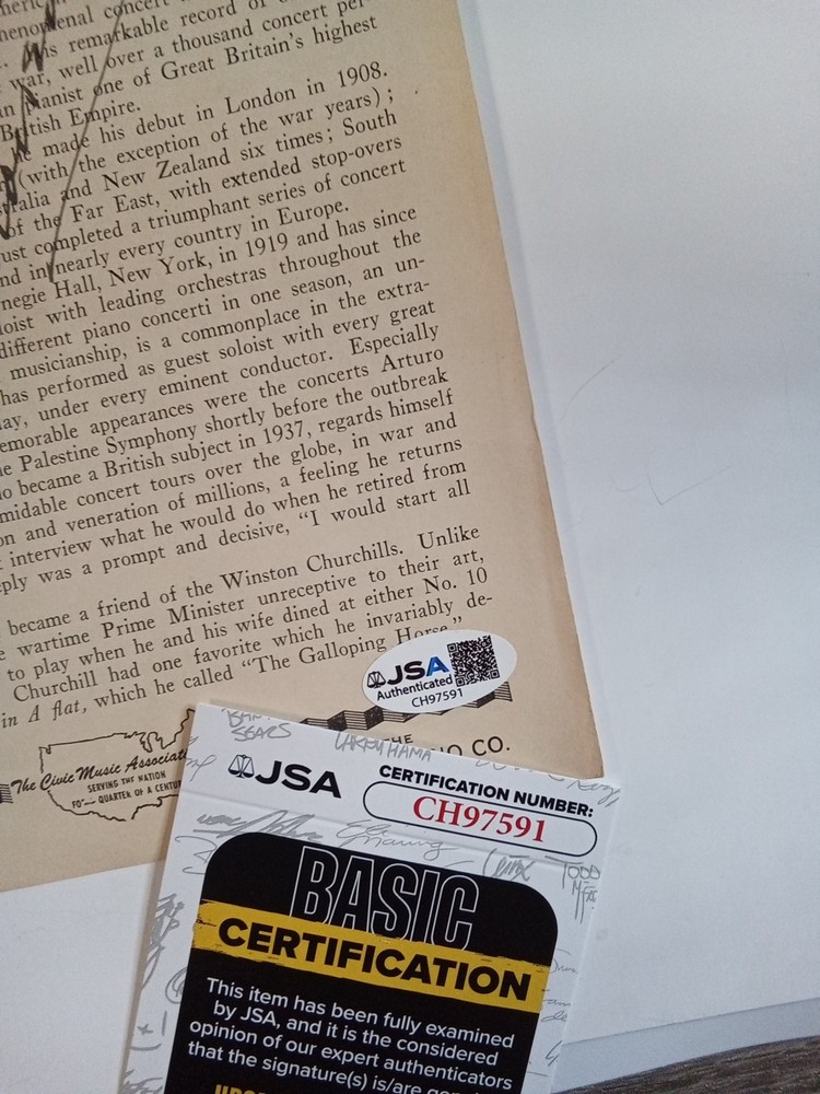 Benno Moiseiwitsch Signed Program Classical Pjanist Rachmanioff JSA