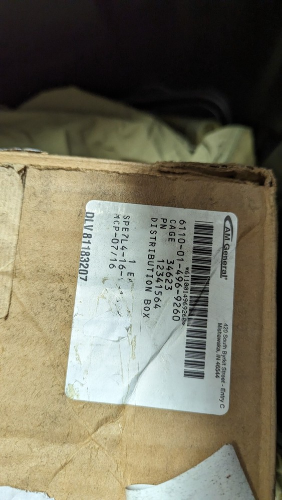 NOS HMMWV FUSE PANEL 19207-12341564