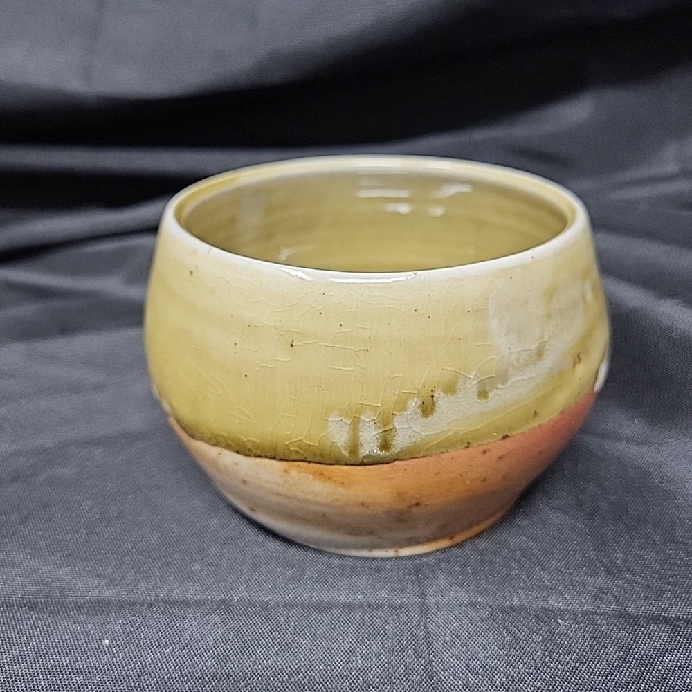 Art Pottery Signed Bowl Planter Green Brown