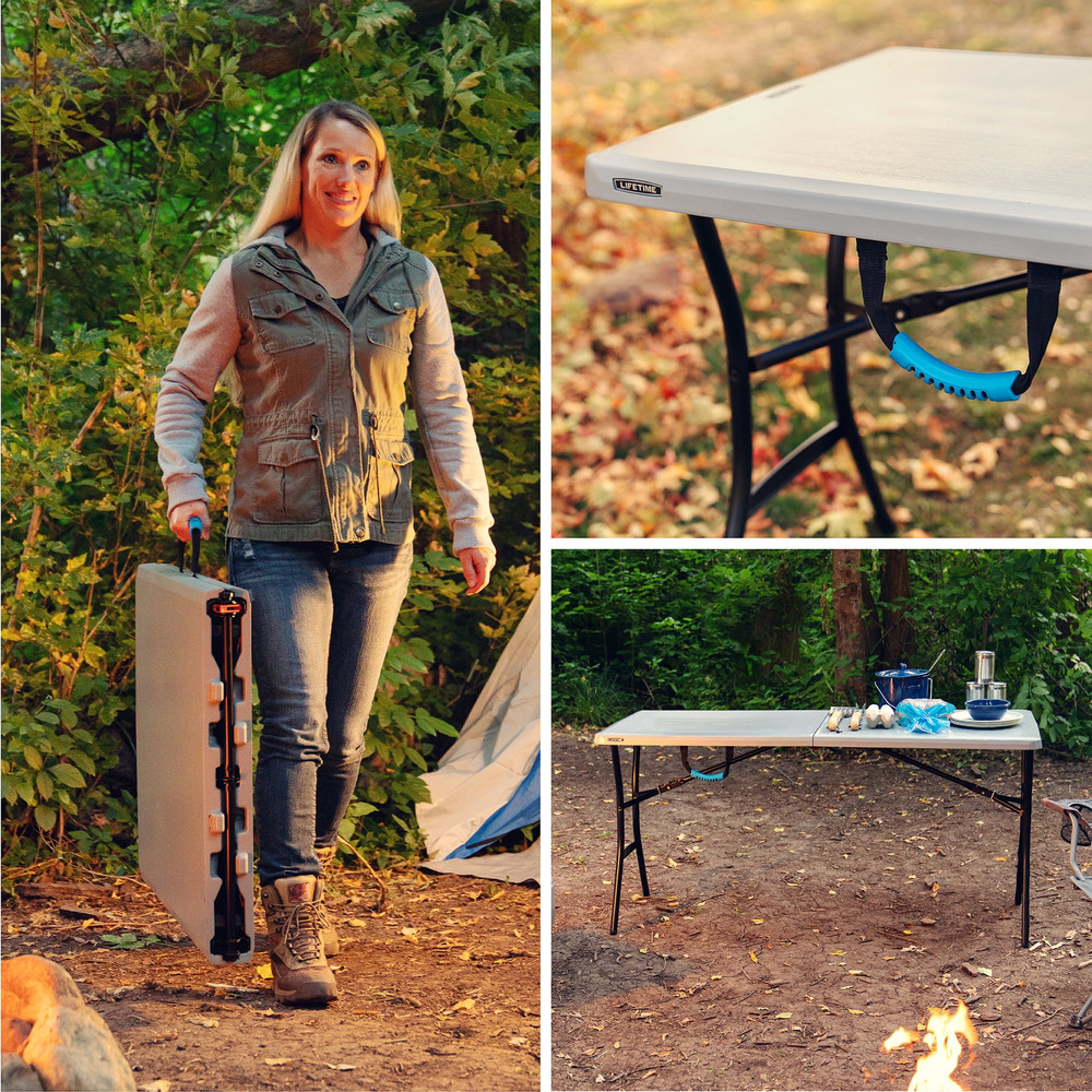 Lifetime 5 Ft Rectangle Fold-in-Half Portable Folding Table Collapsible White
