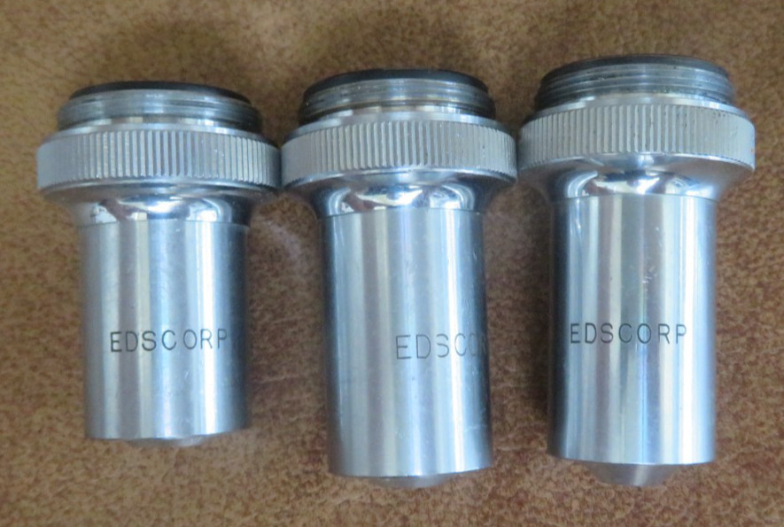 Three EDSCORP Microscope Objective Lot 10x 20x 40x Japan