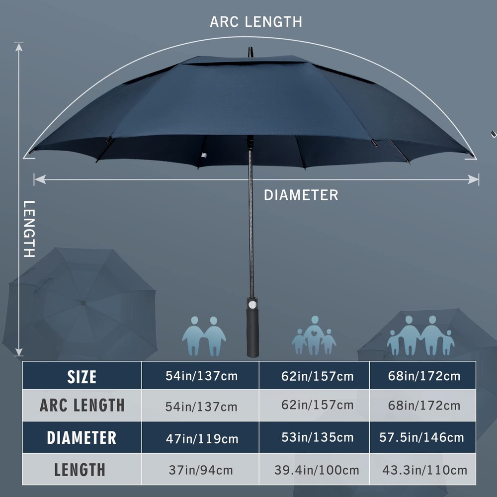 ZOMAKE Golf Umbrella Windproof Extra Large Oversized Heavy Duty Double Canopy