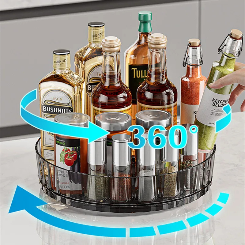 Hot Rotating Tray Spice Rack Turntable Kitchen Organizer Storage Box