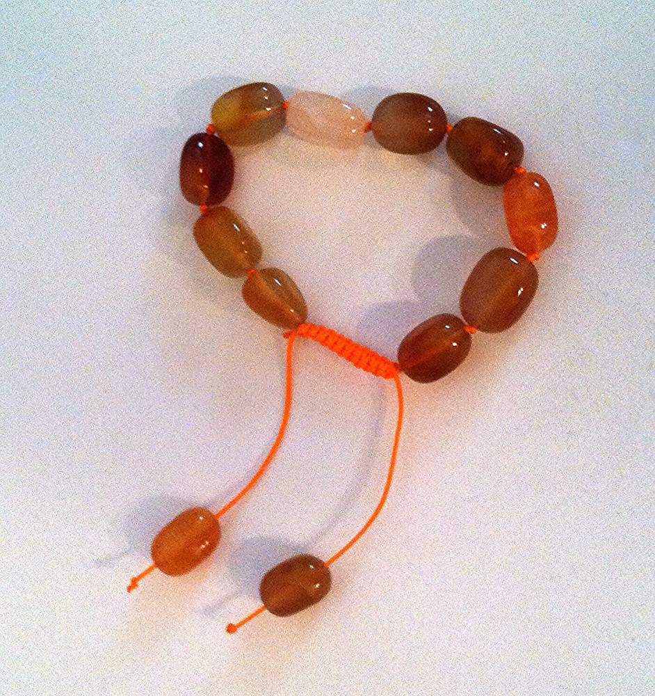 Tumbled Stone Agate Gemstone Macreme Bracelet with Drawstring