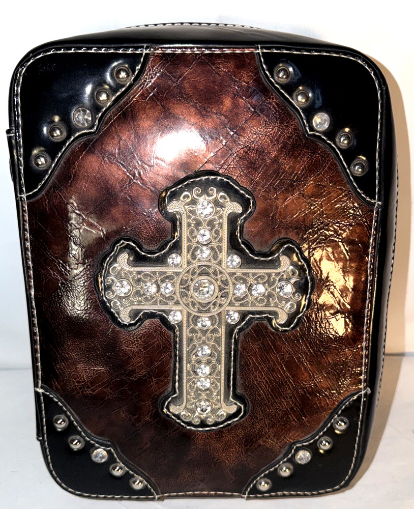 Faux Leather Rhinestone Bible Cover