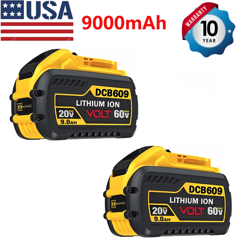 2 Pack 60V Battery 9Ah 60V Max Replacement Battery for DCB609 DCB606-2 DCB609-2