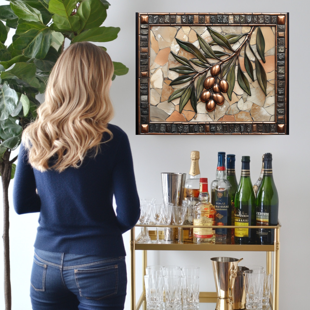 Olive Branch Copper Look Tempered Glass Kitchen Backsplash Panel