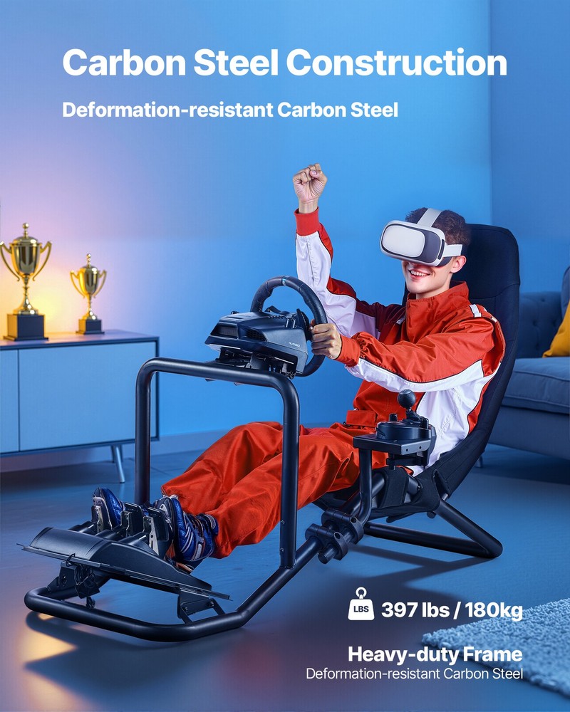 VEVOR Racing Simulator Cockpit Wheel Stand Integrated Fit Logitech Thrustmaster