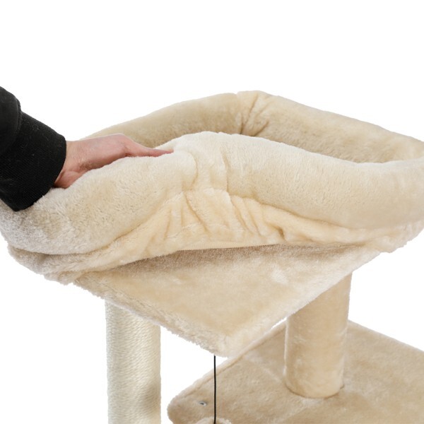 Cat Tree Cat Tower with Double Condos Spacious Perch Sisal Scratching Post Beige