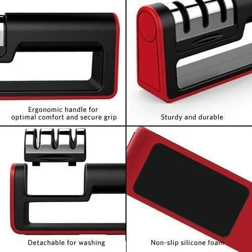 Knife Sharpener Professional Ceramic Tungsten Kitchen Sharpening System 3 Stage