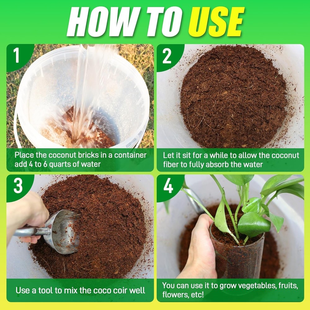 6 Pack Coco Coir Brick 100% Organic Coconut Husk