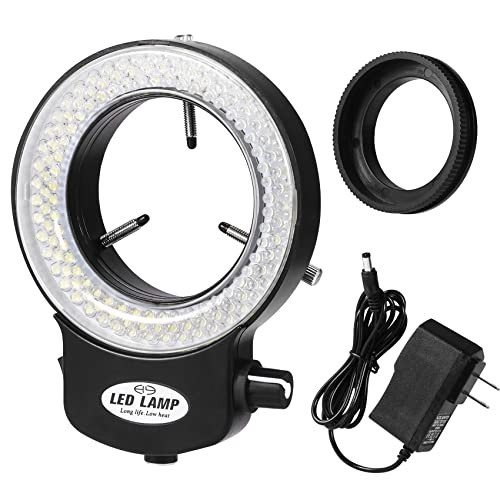 144 LED Ring Microscope Light - Adjustable Illuminator for Lab, Stereo, Camera &