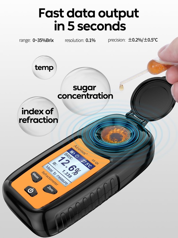 Digital Sugar Brix Refractometer brix Meter Automatic Temperature Large