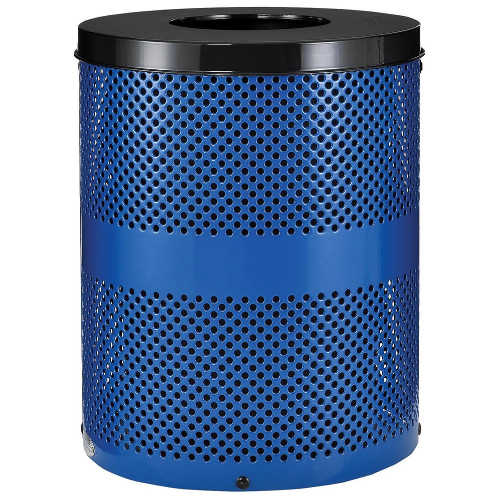 Thermoplastic Coated Perforated Receptacle w/Flat Lid 32 Gallon Blue