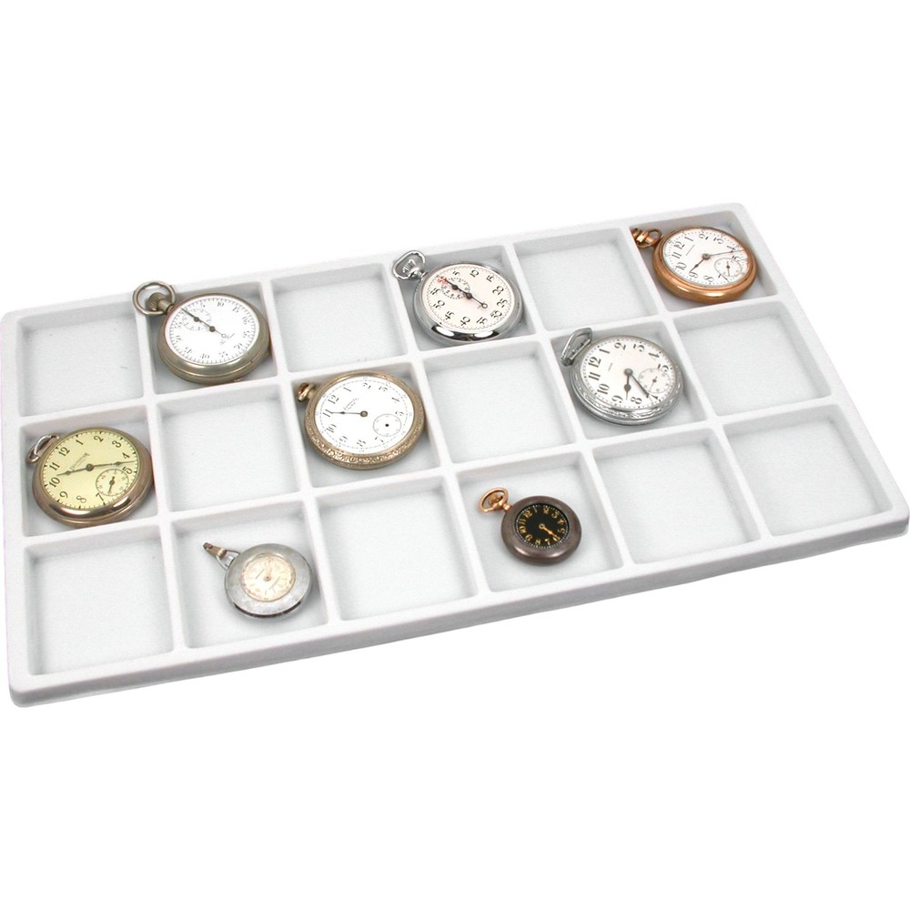 Glass Top Display Case Box White 18 Slot Insert