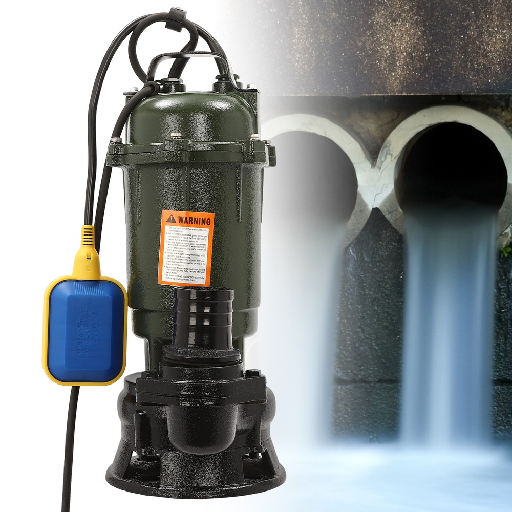 110V Sewage Pump, 0.5HP Sump Ejector Pump, Effluent Pump W/ 3m/10ft Power Cable