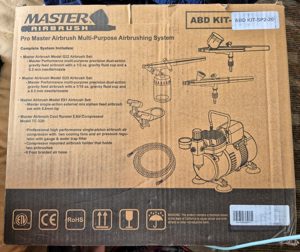Pro Master Airbrush Multi-Purpose Airbrushing System Kit W/ Compressor- NIB