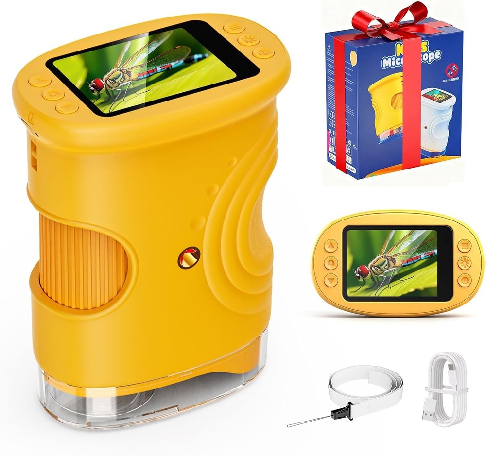 Microscope for Kids - 1000X Kids Handheld Pocket Microscope with 4K IPS Screen