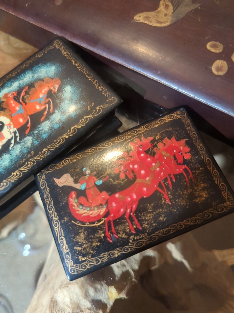 Lacquer boxes Excellent Condition 2 Of Them Signed