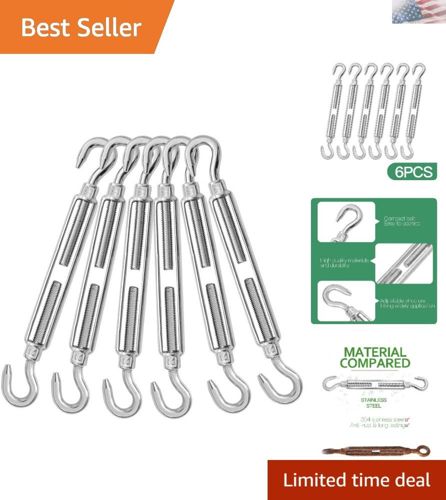 6PCS Adjustable Hook & Hook Turnbuckles - 551lbs Load Capacity for Versatile Use