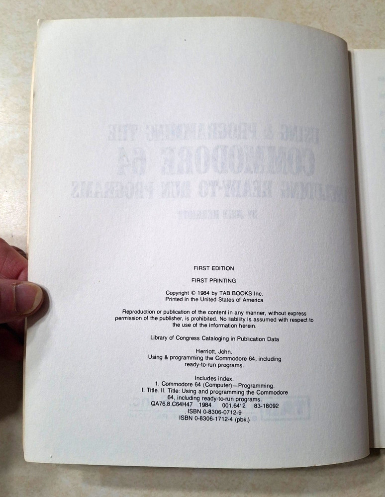 Using & Programming the Commodore 64 1st First Printing Edition Programs 1984