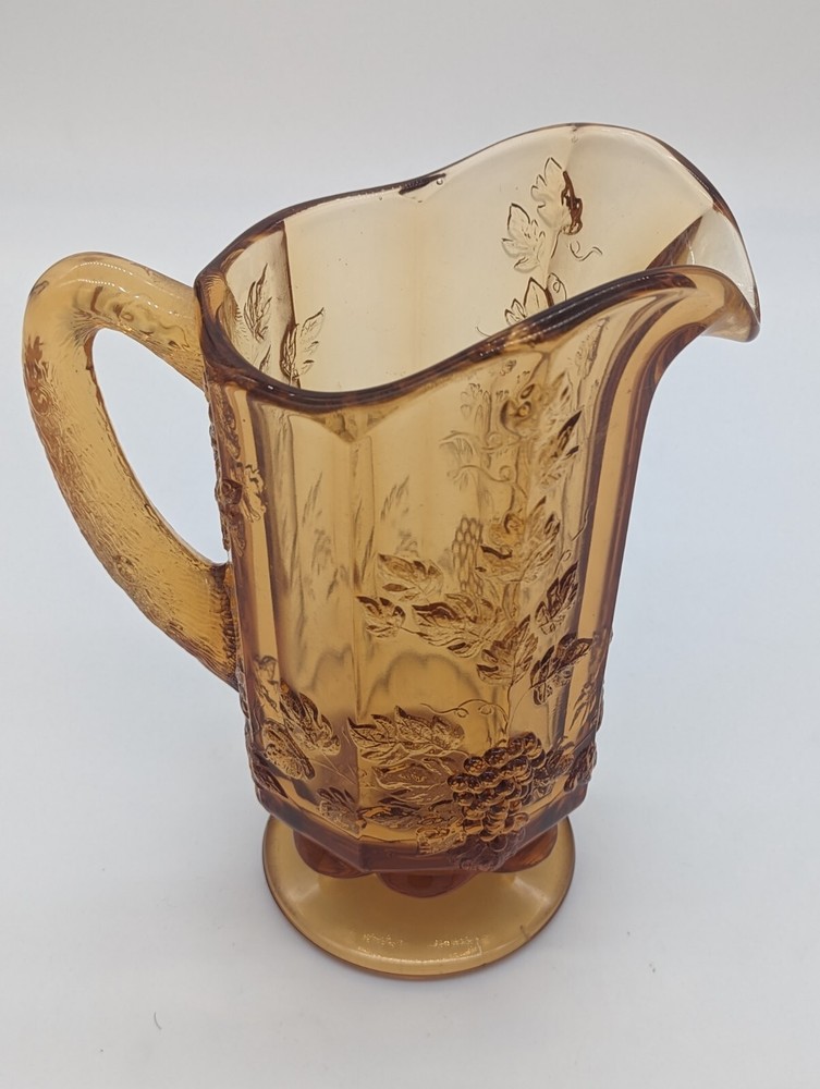Imperial Glass Amber Pitcher Embossed Grapes Design