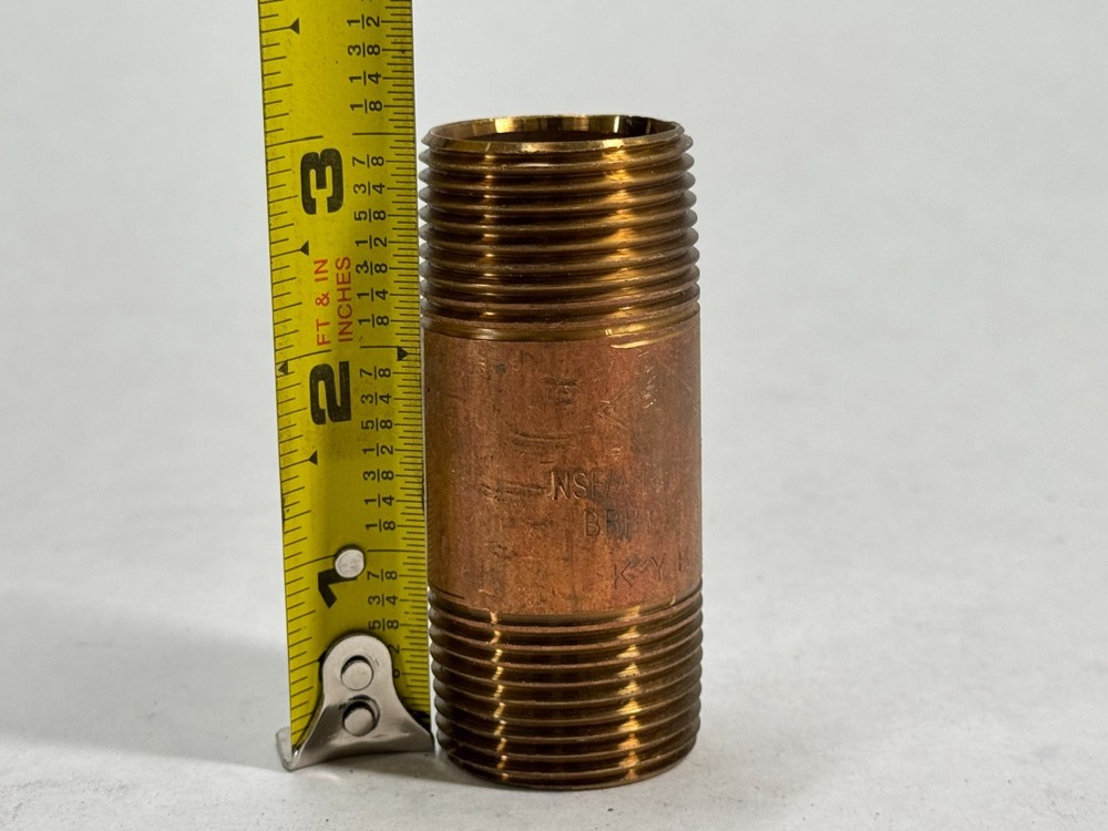 Brass Nipple 1" NPT Schedule 40 x 3" Long, Thread Both Ends