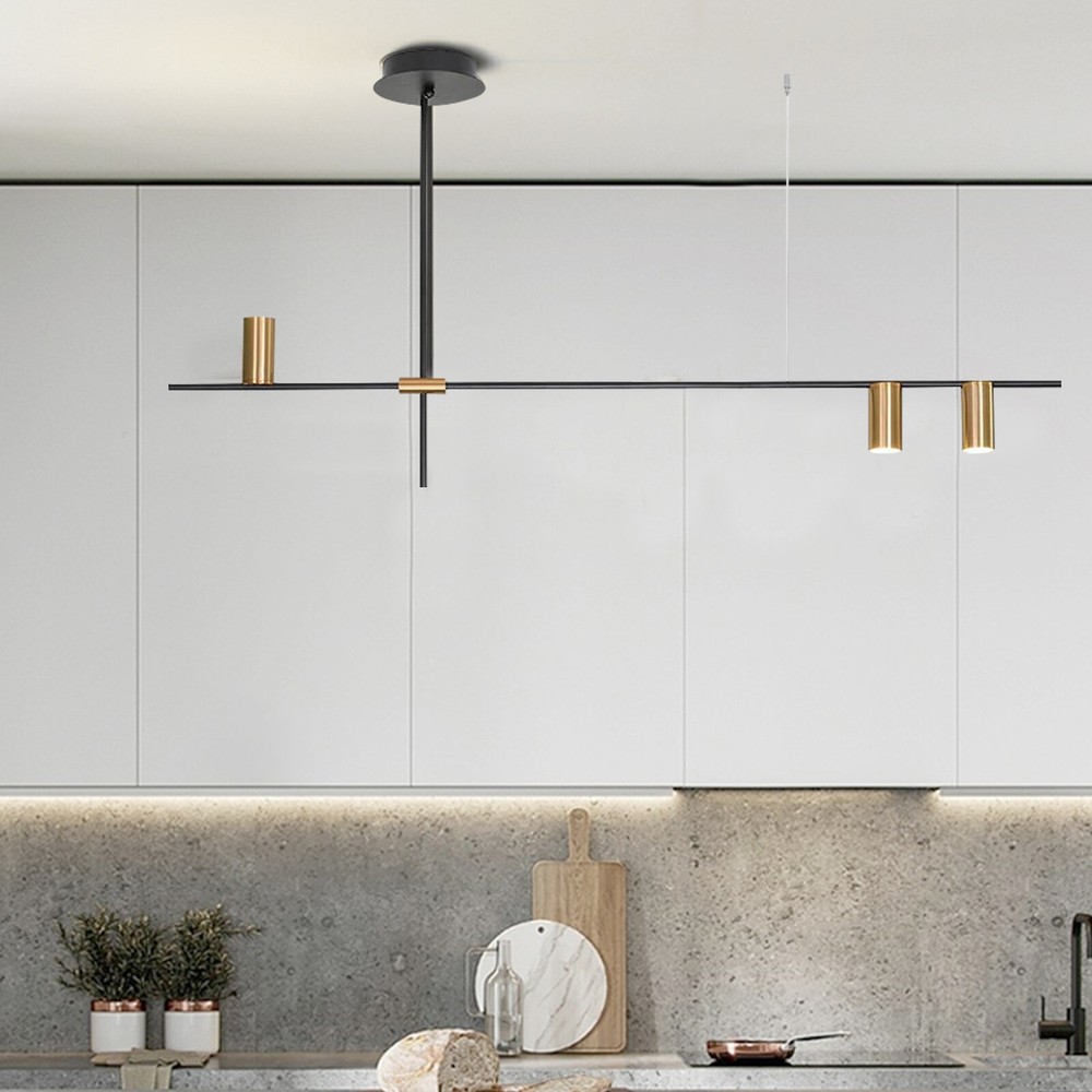 Modern Linear Chandelier - 3-Light Kitchen Island Pendant Lamp