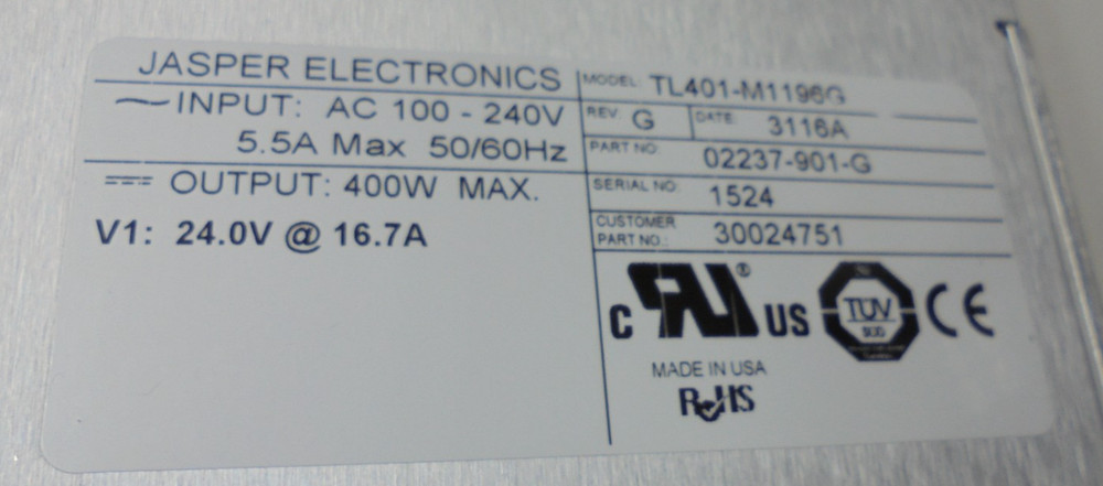 Jasper Electronics TL401-M1196G Power Supply