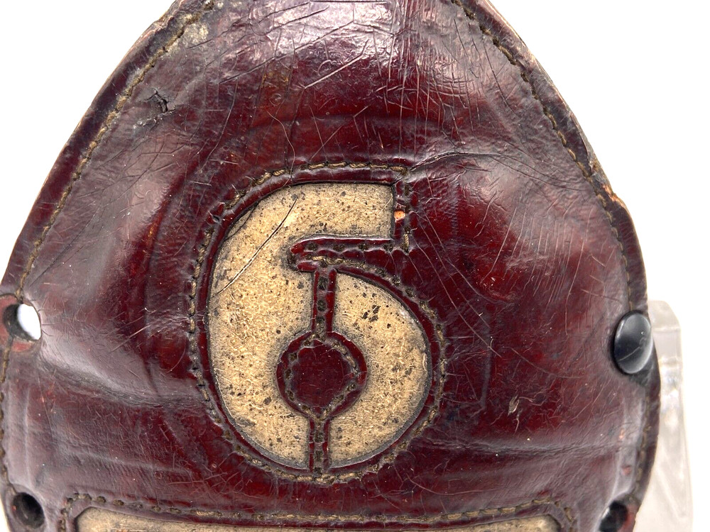 Antique Fireman's Hat Leather Shield EDFD Red Leather Helmet shield