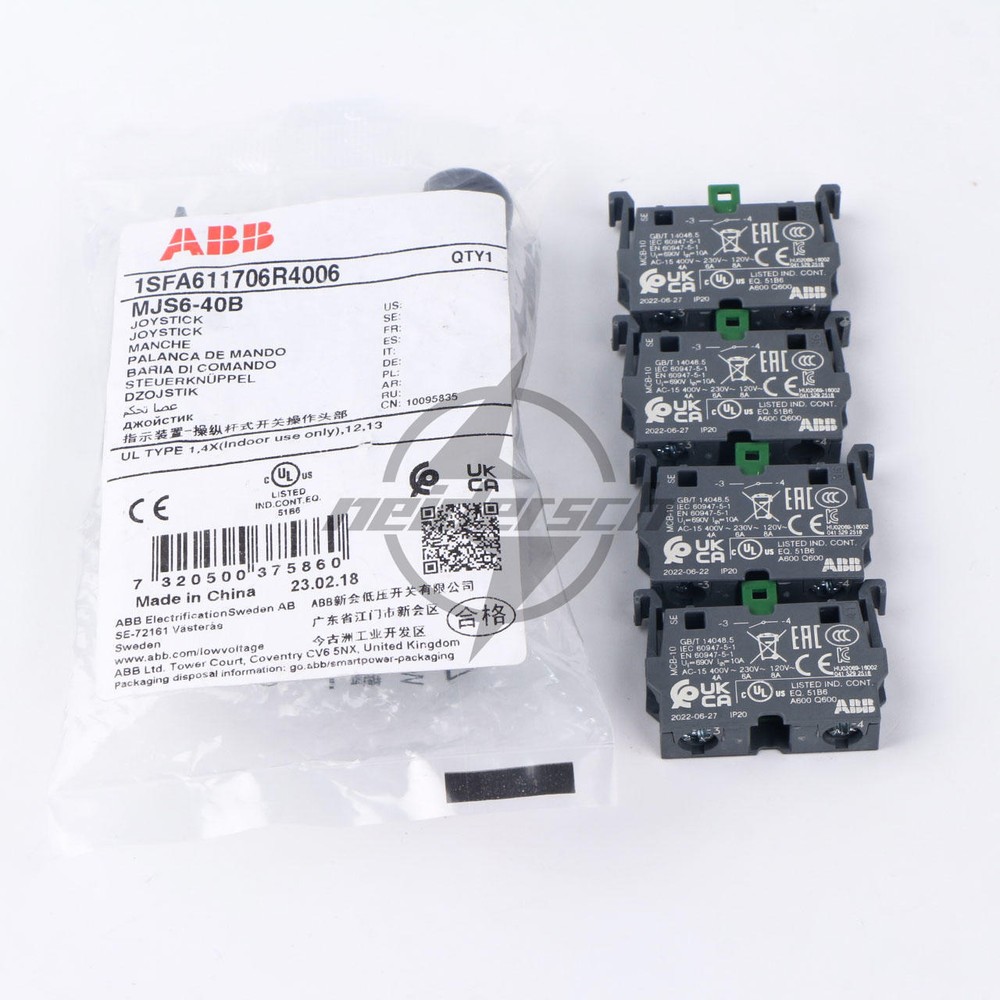 1x ABB Control Joystick Switch MJS6-40B with 4 MCB-10 Contacts Reset Type