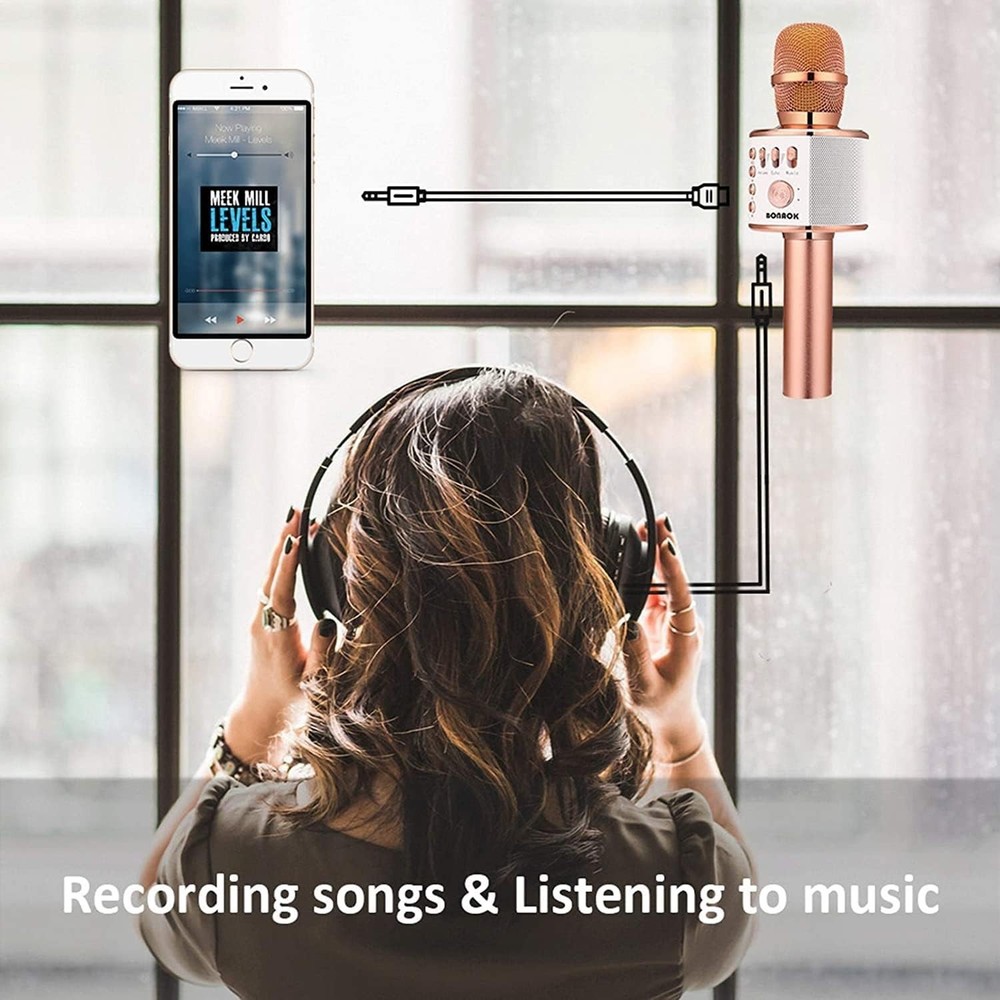 Handheld Karaoke Microphone with Multi-Device Compatibility & Volume Control