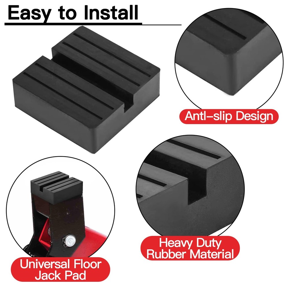 Square Jack Pad Universal Slotted Frame Rubber Frame Rail Protector Pinch Wel...