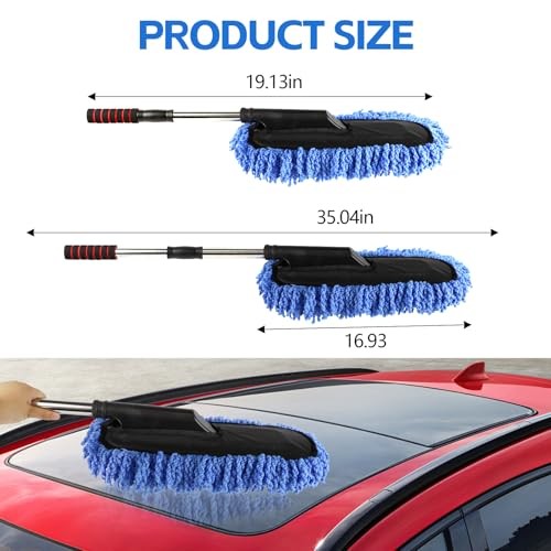 2PCS Car Duster Set, Soft Microfiber Car Duster Interior Exterior, Blue