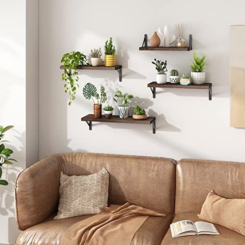 Floating Shelves for Wall, Different Sizes Dark Carbonized Wall Shelves Brown