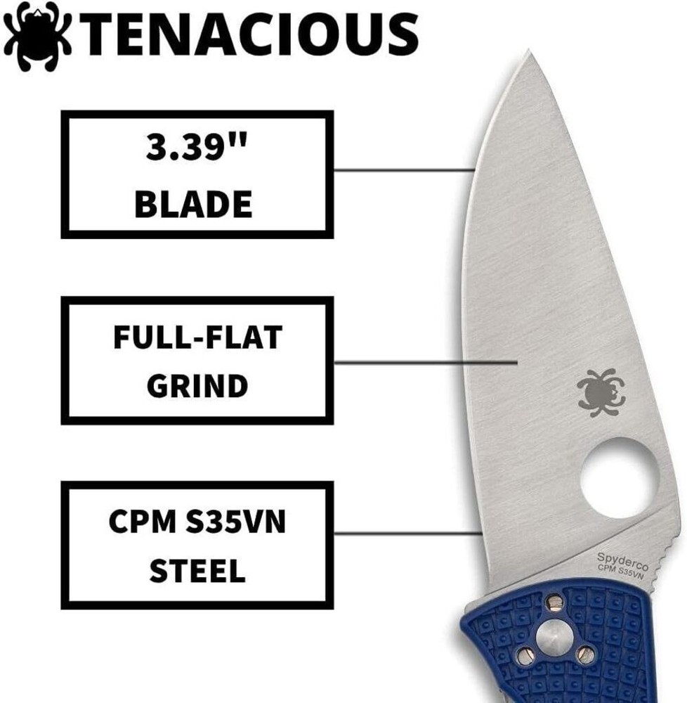 Spyderco Folding Knife Tenacious Plain Edge RUGGED