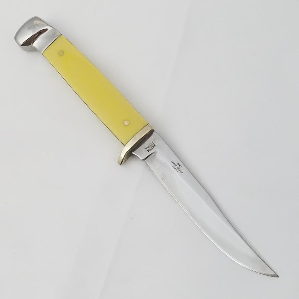 Rough Ryder Small Hunter Knife Yellow Fixed Blade + Sheath