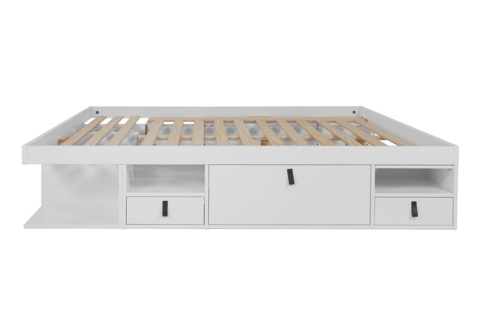 Memomad Bali Bed - King Size Storage Platform Bed Frame with Drawers (White)