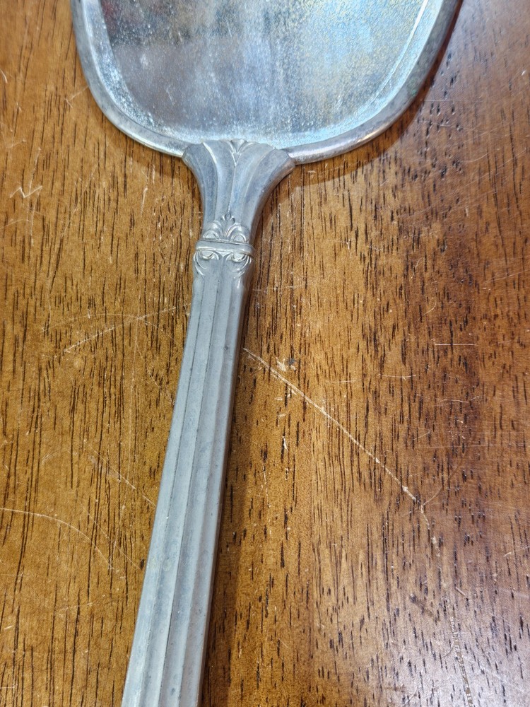 Vintage Hand Held Vanity Mirror Silver Flower Design 13”